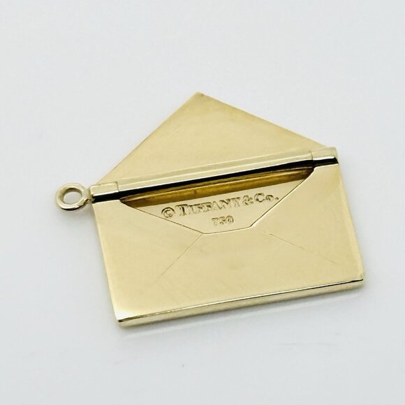 Tiffany & Co Gold and Diamond Love Letter Envelope in Yellow Gold Charm Pendant - Picture 6 of 8